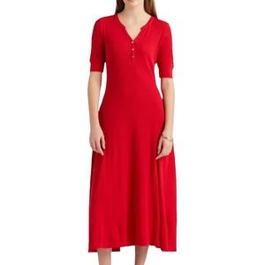 Lauren Ralph Lauren Sparkle Henley Red Dress